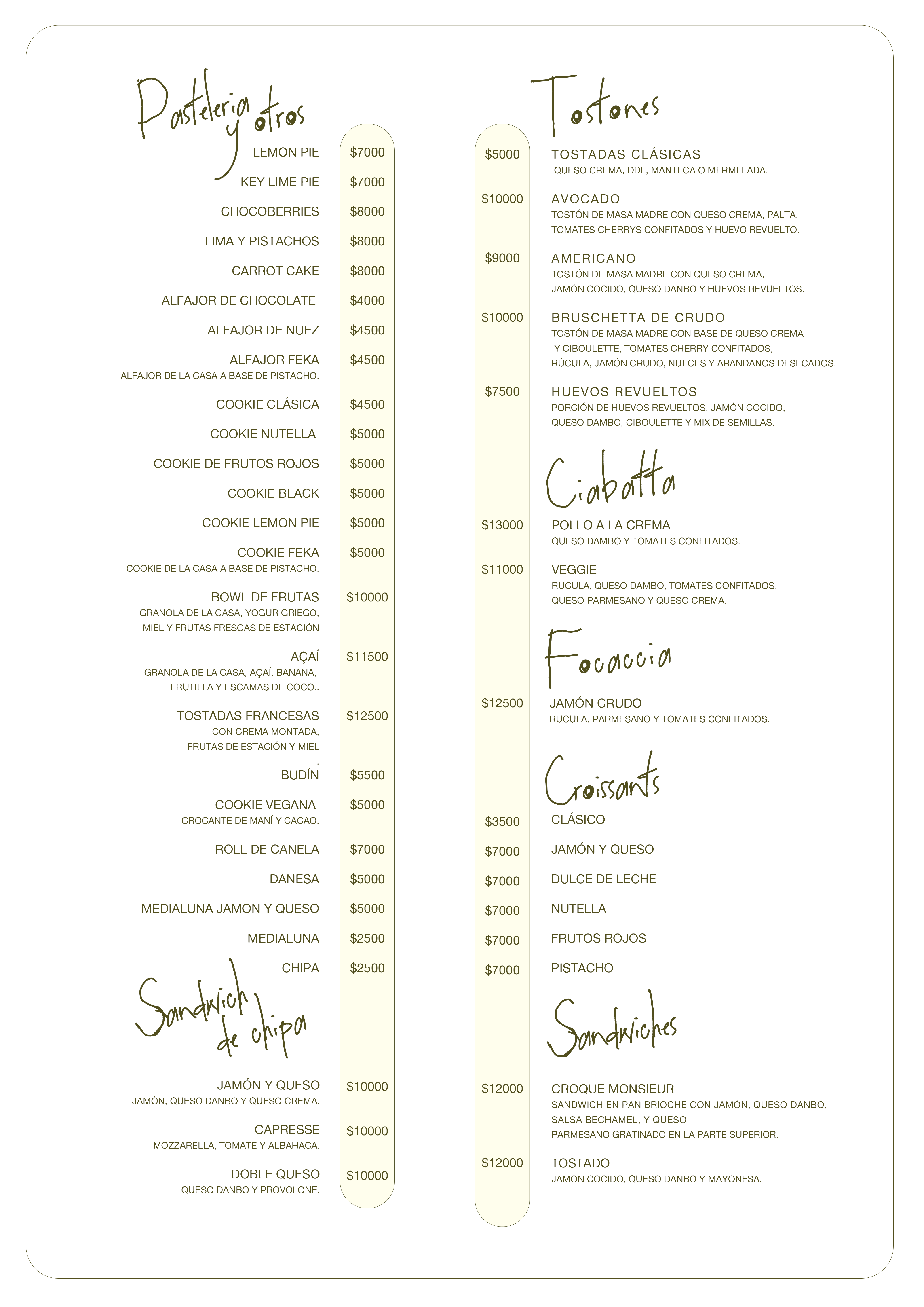 Menú cafetería página 3